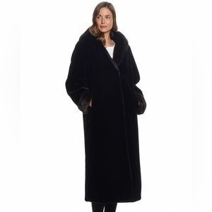 LIKE NEW! Gallery Long hooded Faux fur coat size Large